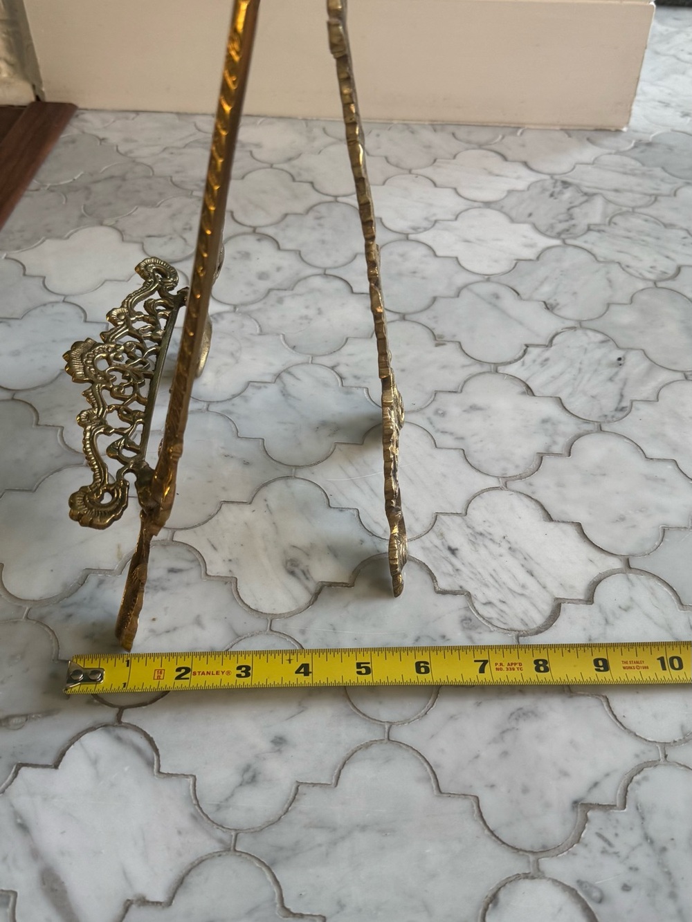 Vintage Ornate Gold Decorative Easel Stand 20.5x8.5 inch (Solid Brass) - Picture 8 of 9